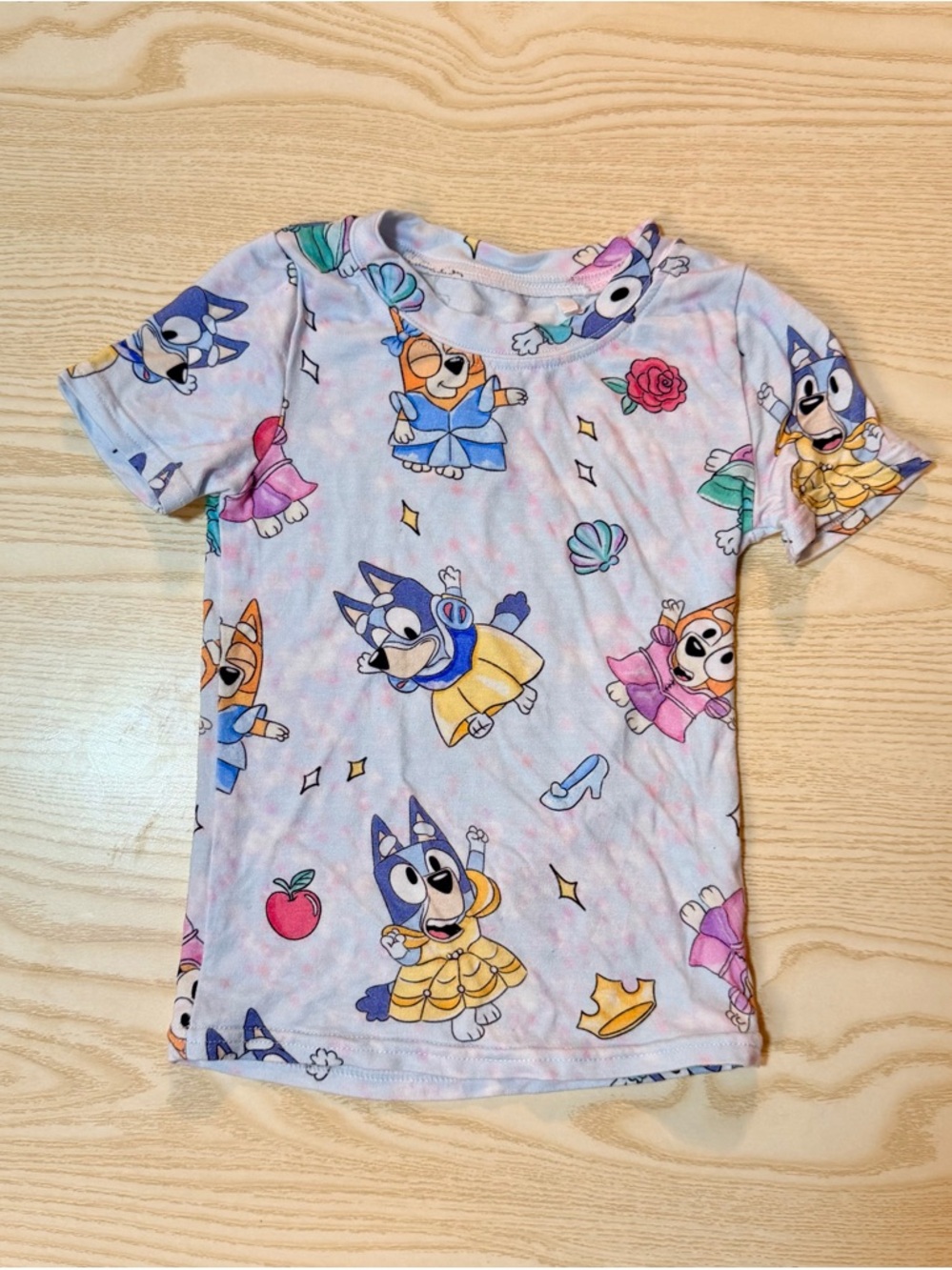 Short Sleeve Tee with Bluey Character Princesses Print - Pink/Blue (18-24 month)